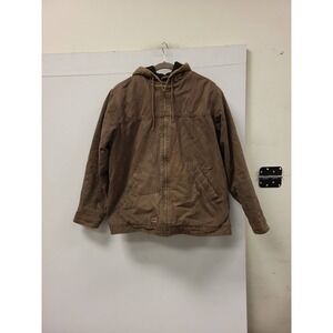 Brazos Work Force Jacket Mens M Brown Hooded Cotton Blend Insulated Coat
